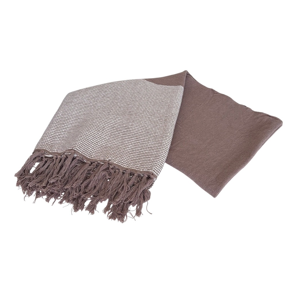 Design Imports Stone Urban Cityscape Border Throw Blanket OS Taupe Fringe Woven